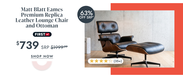 Matt Blatt Eames Premium Replica Leather Lounge Chair and Ottoman
