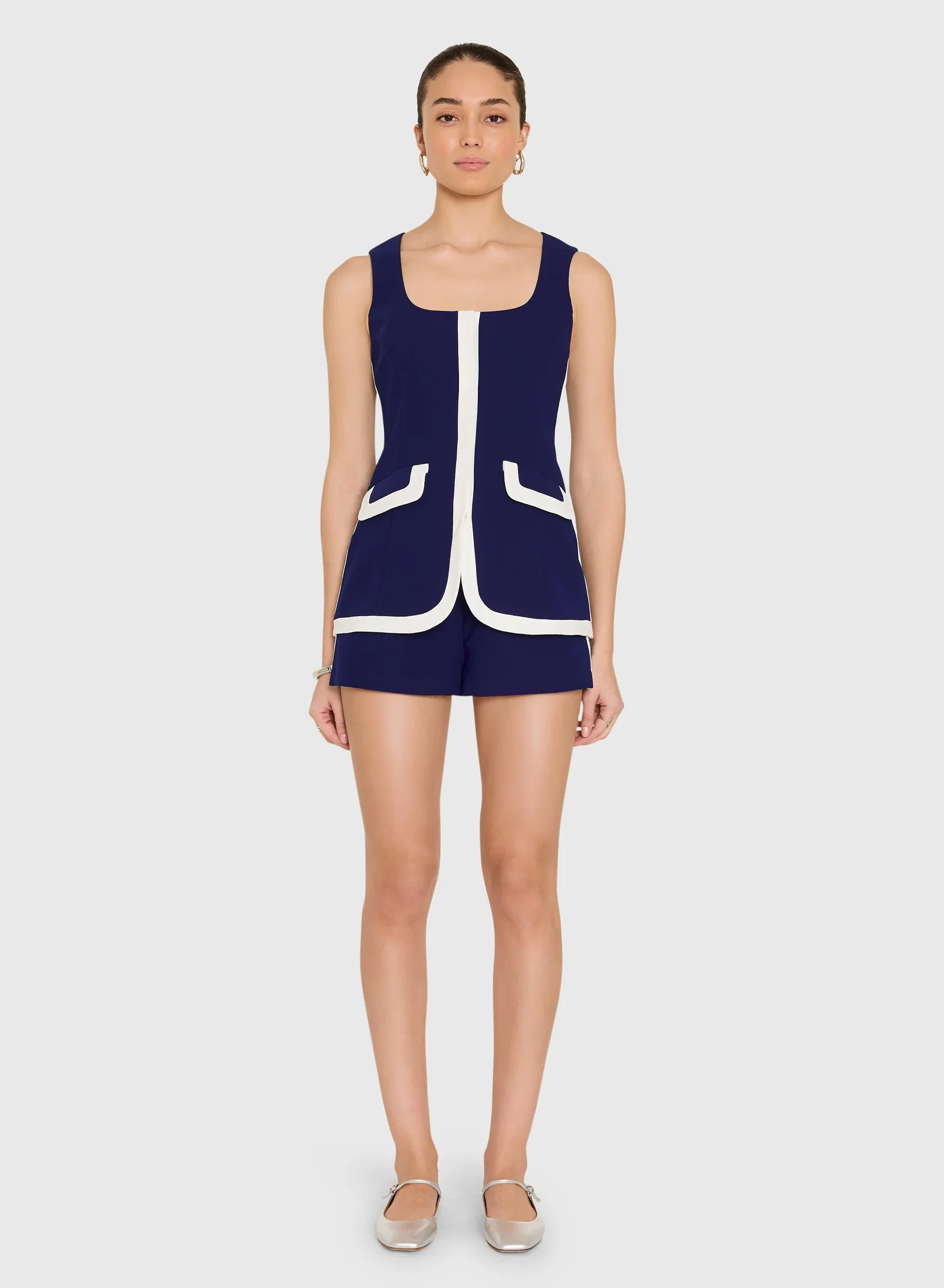 Image of Morgan Romper - Navy/ Ivory