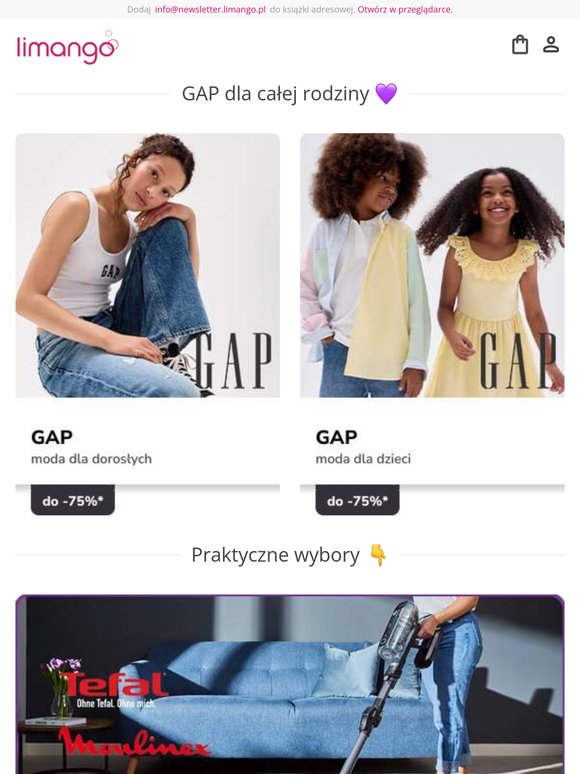 GAP aż do -75%* ⭐ Rodzinny styl zaczyna się tutaj