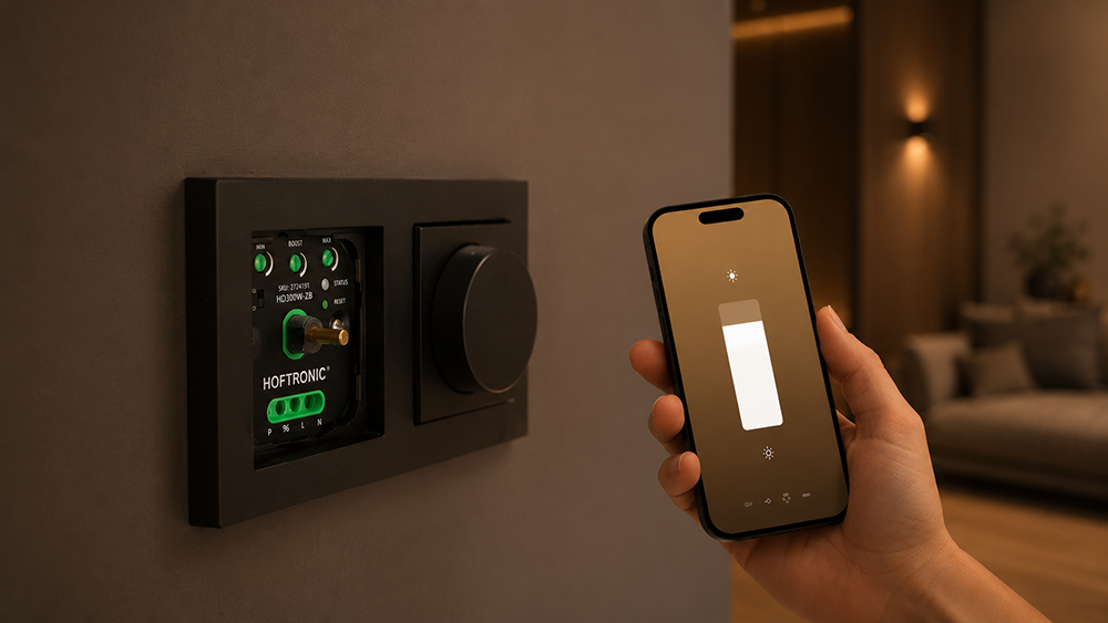A phone that controls smart dimmers in the living room