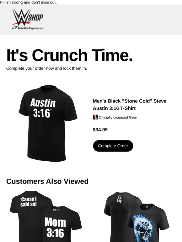 Secure It: Men's Black "Stone Cold" Steve Austin 3:16 T-...