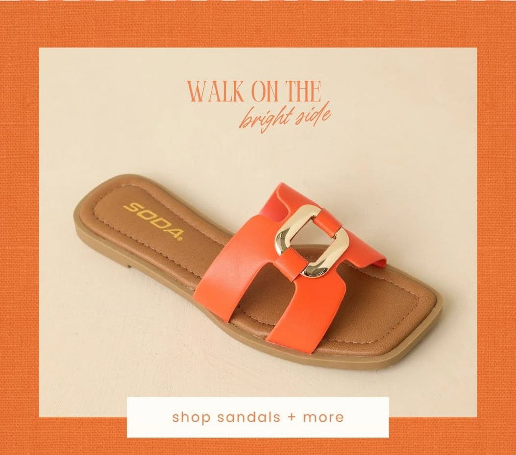 Walk on the bright side. Shop Sandals + More.