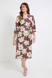 Floral Belted Midi Dress