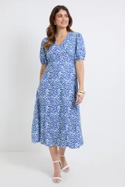Polka Dot Ruched Midi Dress