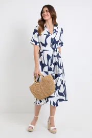 Abstract Short Sleeve Shirt Dress