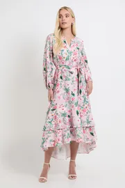Petite Floral Print Button Midi Shirt Dress