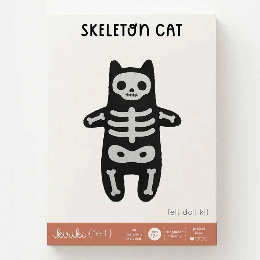 Image of Kiriki Press - Skeleton Cat Felt Doll Kit