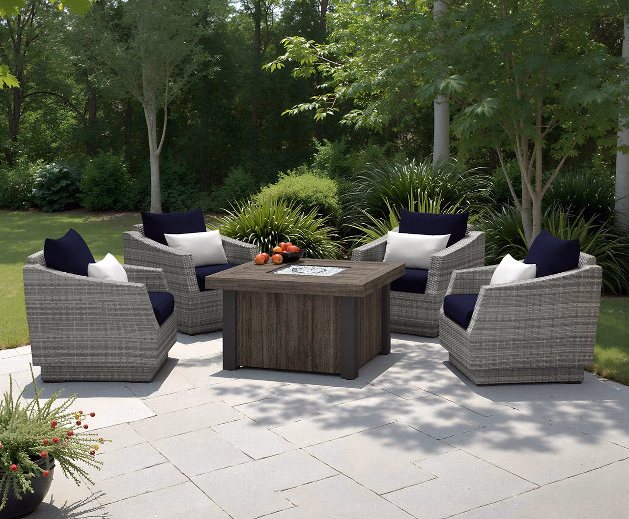 Shop Cannes™ 5 Piece Sunbrella® Outdoor Fire Chat Set