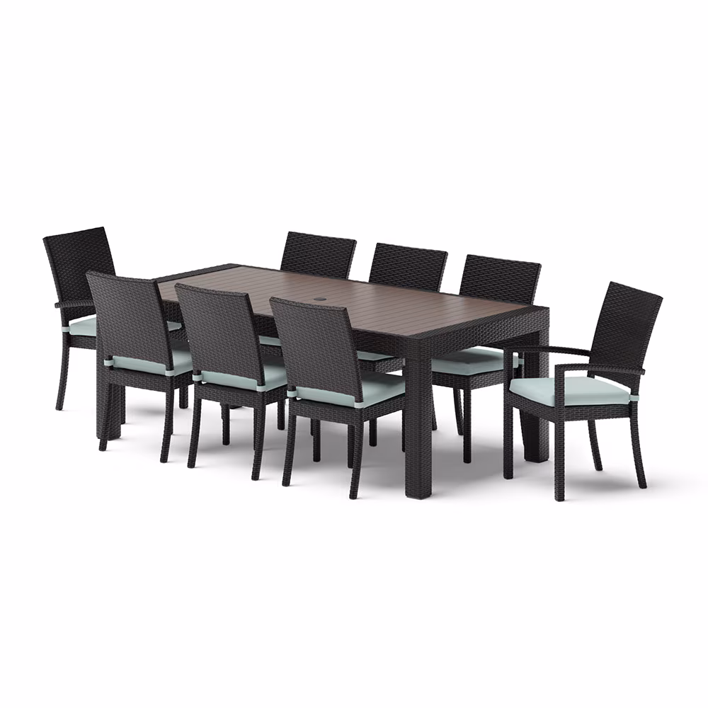 Deco™ 9 Piece Sunbrella® Outdoor Dining Set - Spa Blue