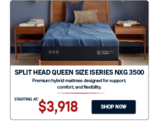 Split Head Queen Size Serta iSeries NXG 3500 Medium Mattress w/Adjustable Base