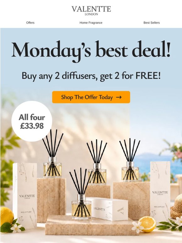 Monday's best deal? 2 FREE diffusers 🍋