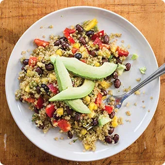 Vegan Quinoa, Black Bean, and Mango Salad with Lime Dressing