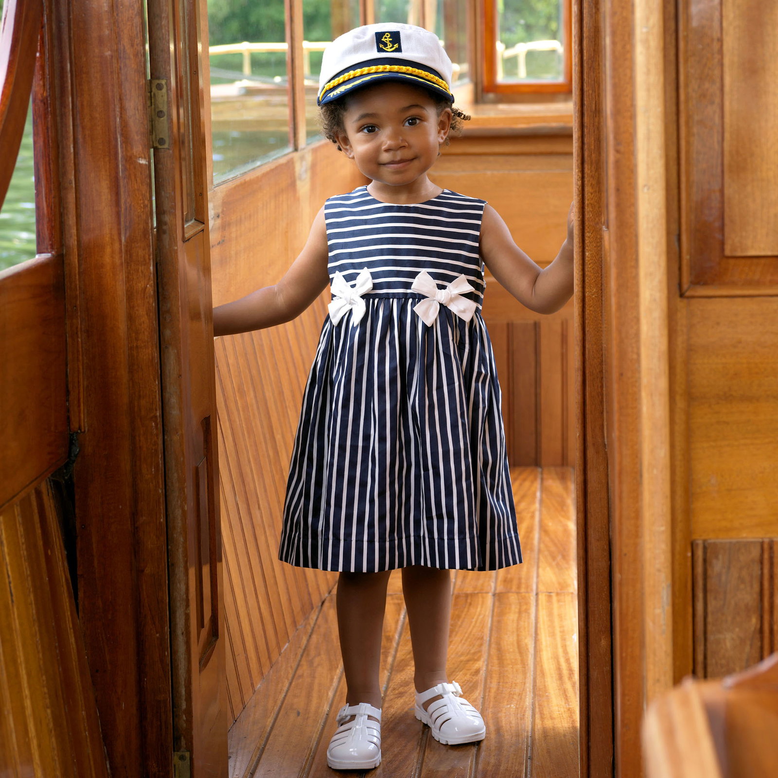 Navy Stripe Bow Dress