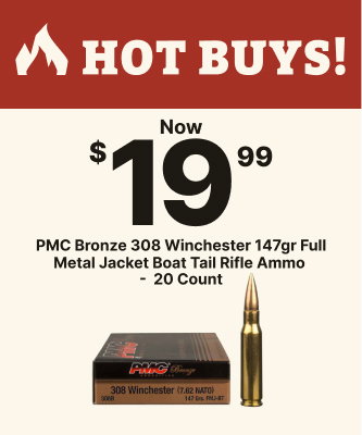 Now $19.99 | PMC Bronze 308 Winchester 147gr Full Metal Jacket Boat Tail Rifle Ammo - 20 Count