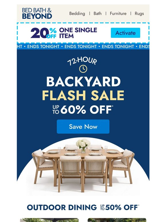 Shade, seating, savings—Ends tonight!