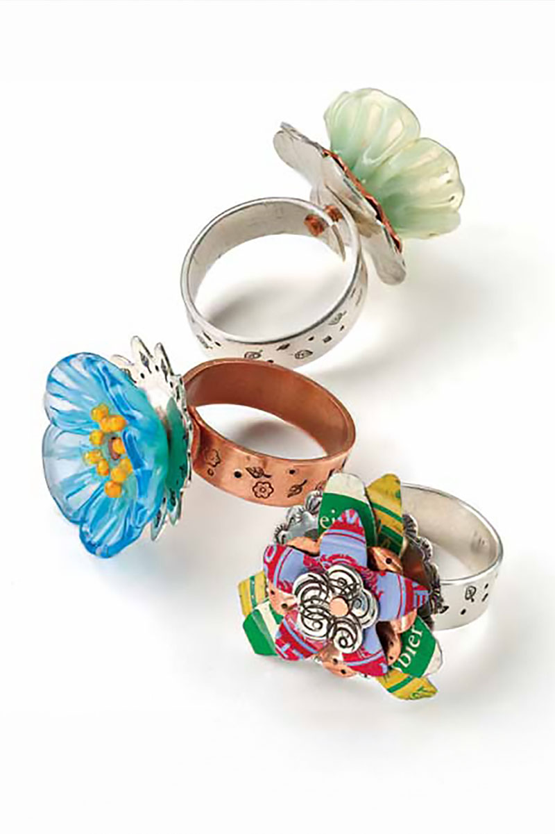 From the Makers Club Exclusive Collection: Riveted Flower Rings