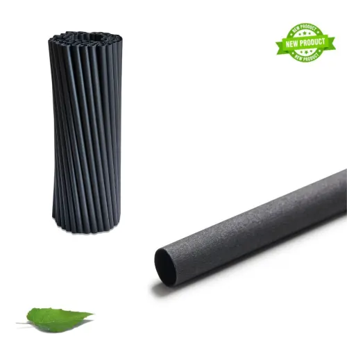 Trinkhalme aus Planzenfasern - Jumbo 23cm - schwarz - 3000 Stück