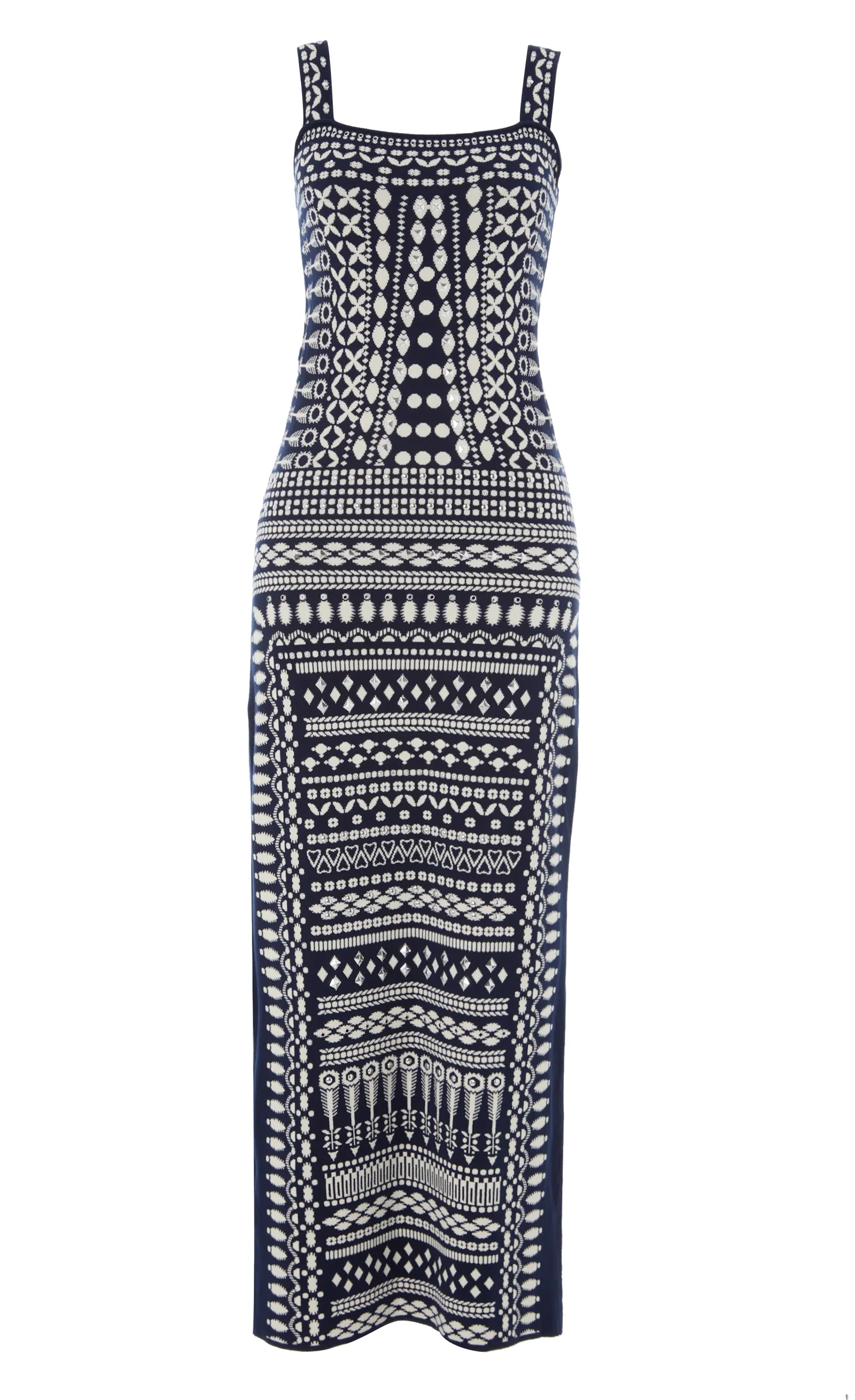 Image of Tlalli Knit Strappy Dress - Navy Silver
