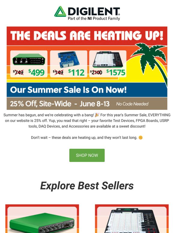 ☀️ Summer Sale 2026: 25% Off Everything on Digilent.com This Week!