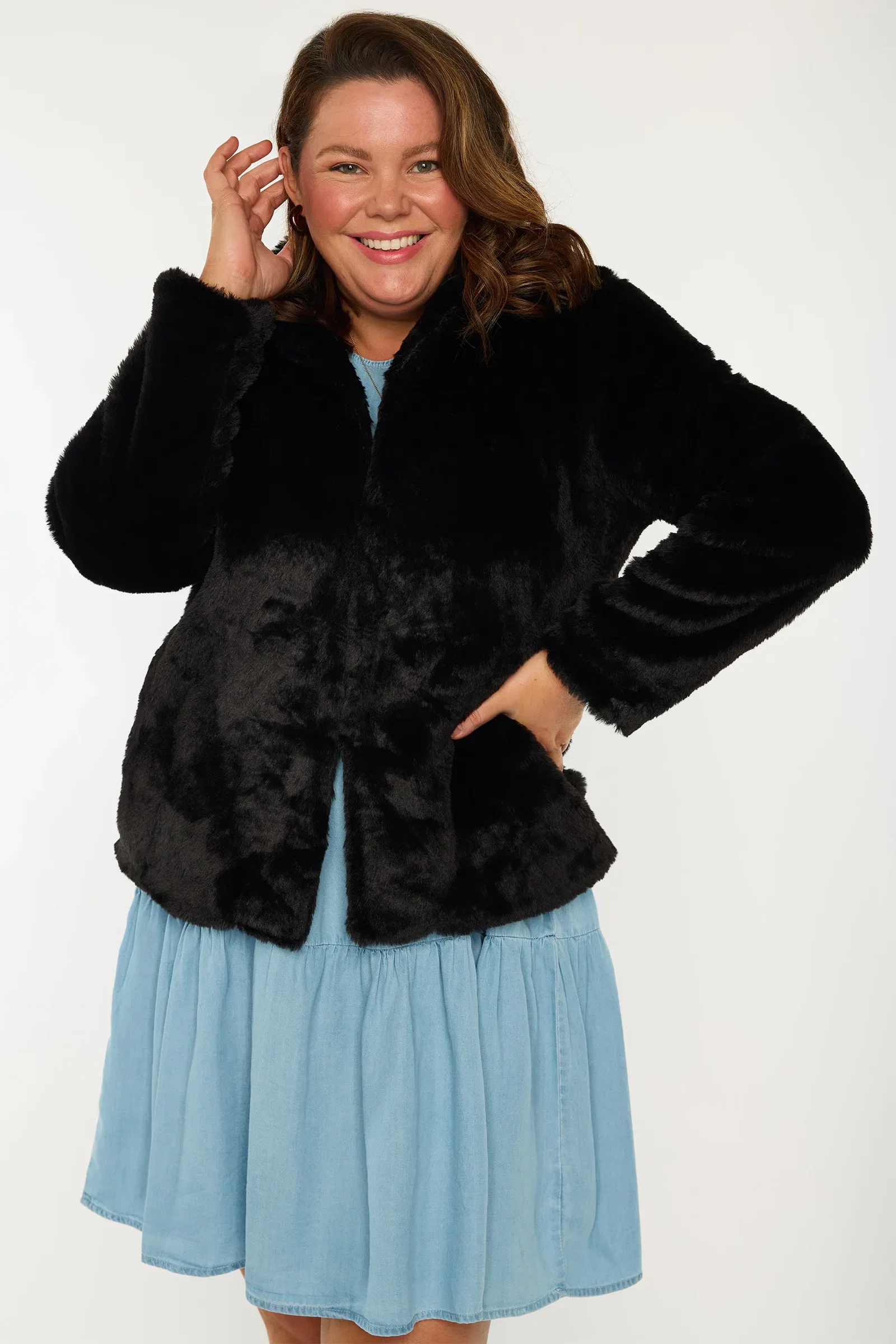Image of Tommy Black Fluffy Jacket