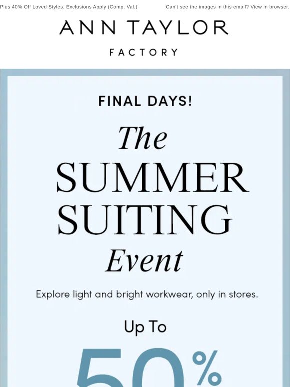 Last Chance! Summer Suits On Sale Now.