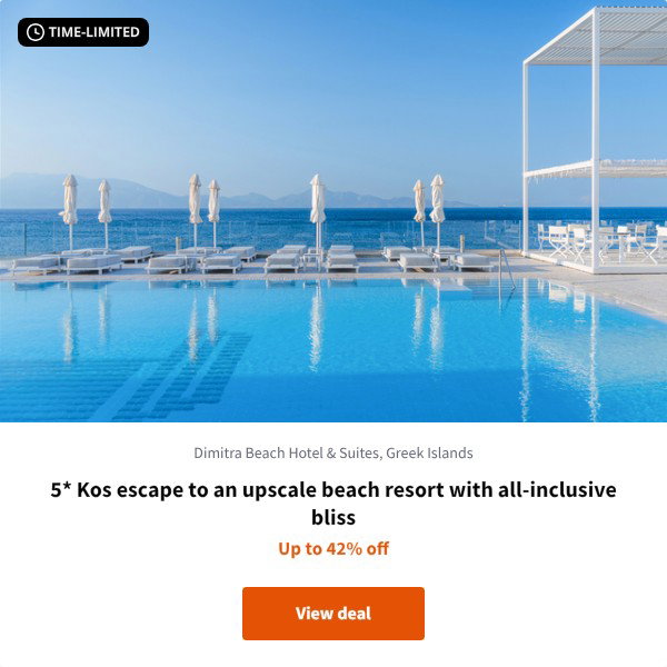 5* Kos escape to an upscale beach resort with all-inclusive bliss