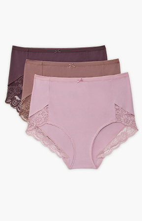 3 Pack Cotton Lace Full Briefs