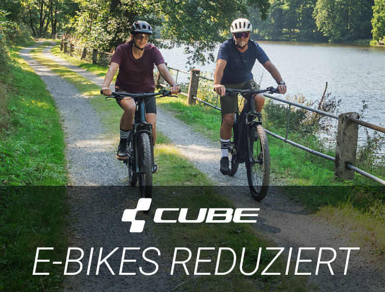 2 Radler auf Cube E-Bikes in der Natur