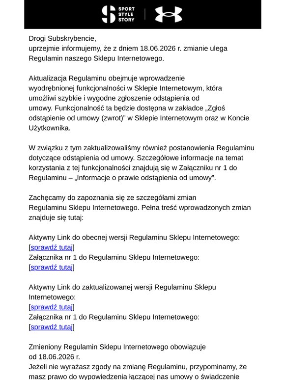 Aktualizujemy regulamin