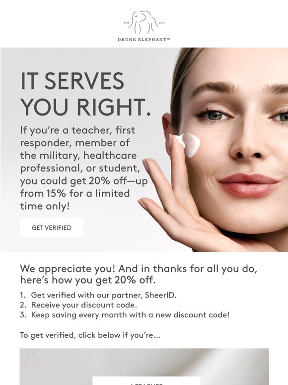 Our 20% thank you