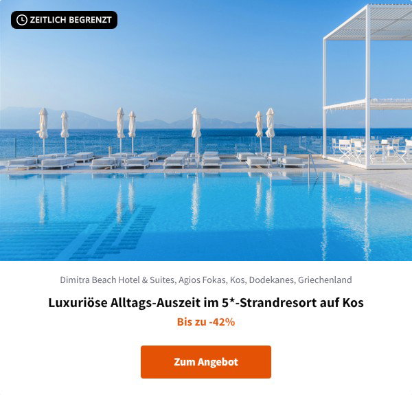 Luxuriöse Alltags-Auszeit im 5*-Strandresort auf Kos
