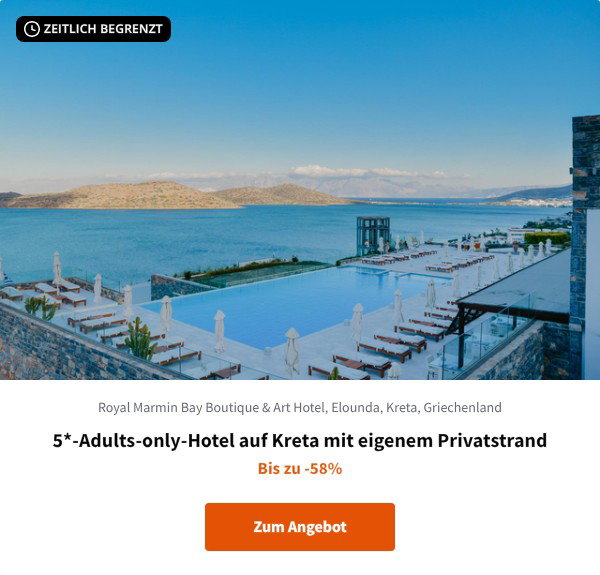 5*-Adults-only-Hotel auf Kreta mit eigenem Privatstrand