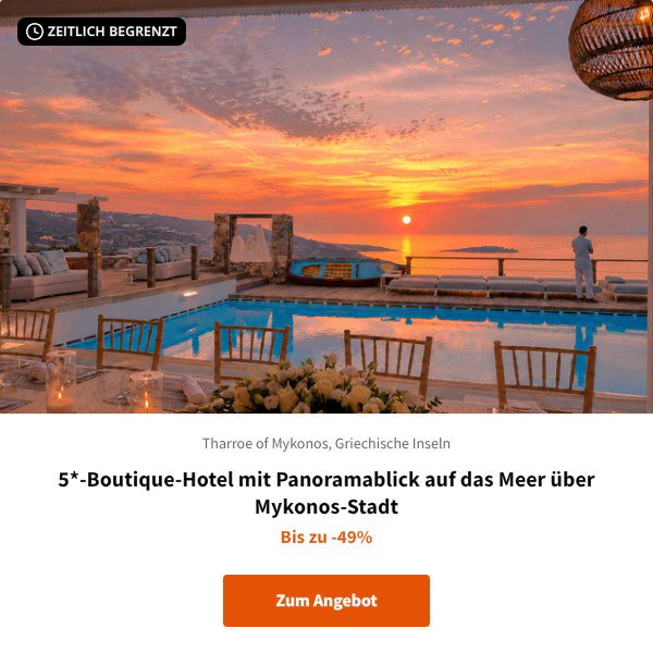 5*-Boutique-Hotel mit Panoramablick auf das Meer über Mykonos-Stadt