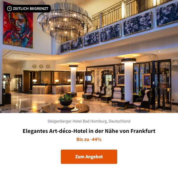 Elegantes Art-déco-Hotel in der Nähe von Frankfurt