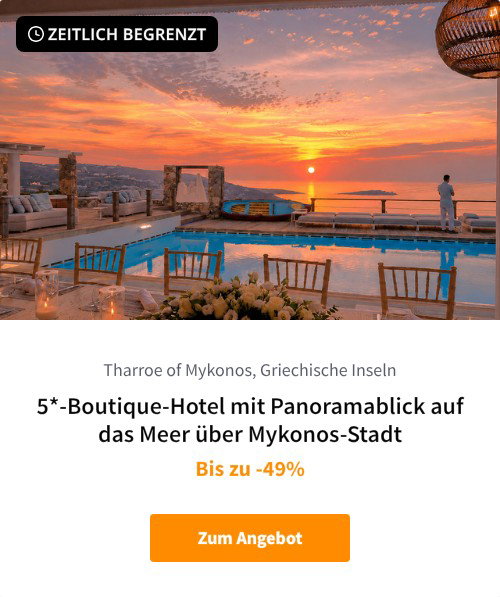 5*-Boutique-Hotel mit Panoramablick auf das Meer über Mykonos-Stadt