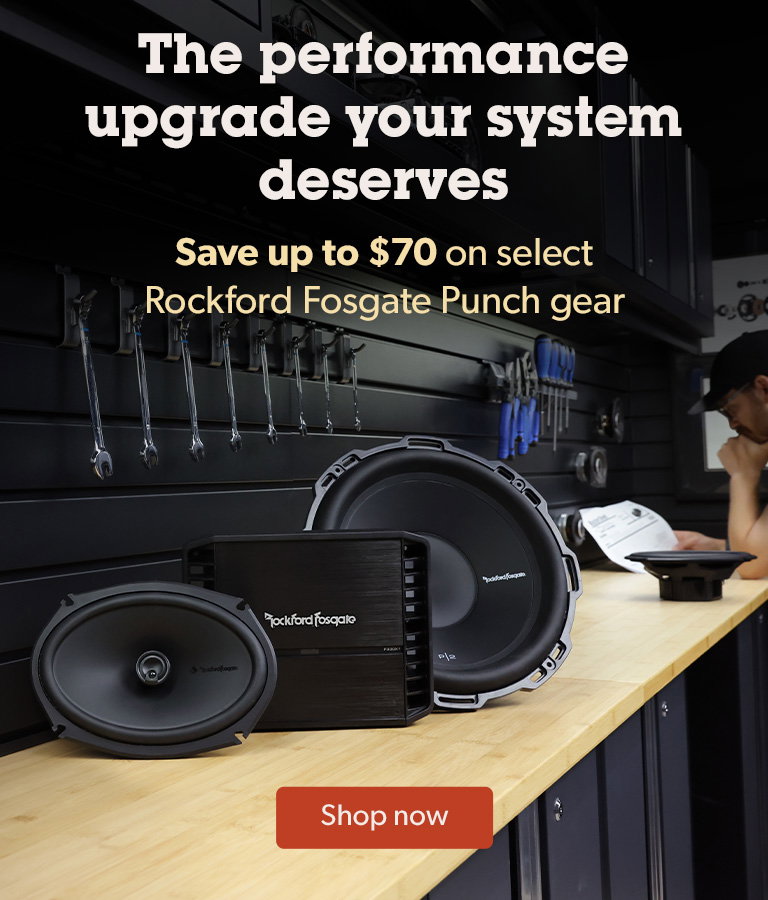 Save up to $70 on select Rockford Fosgate Punch gear.