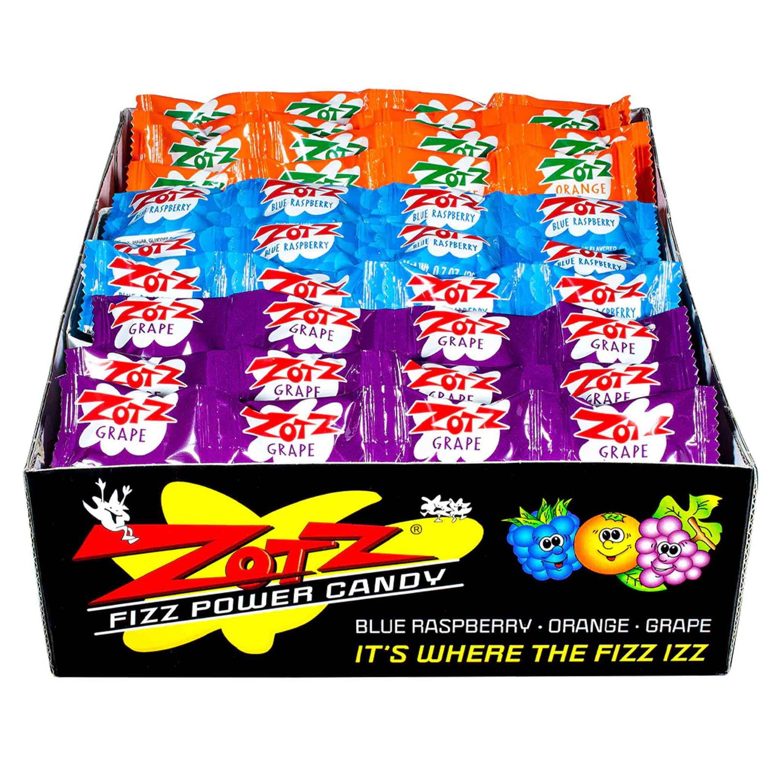 Image of Zotz Grape, Orange & Blue Raspberry - 48 Count