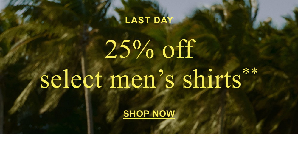 20% off select men's shirts