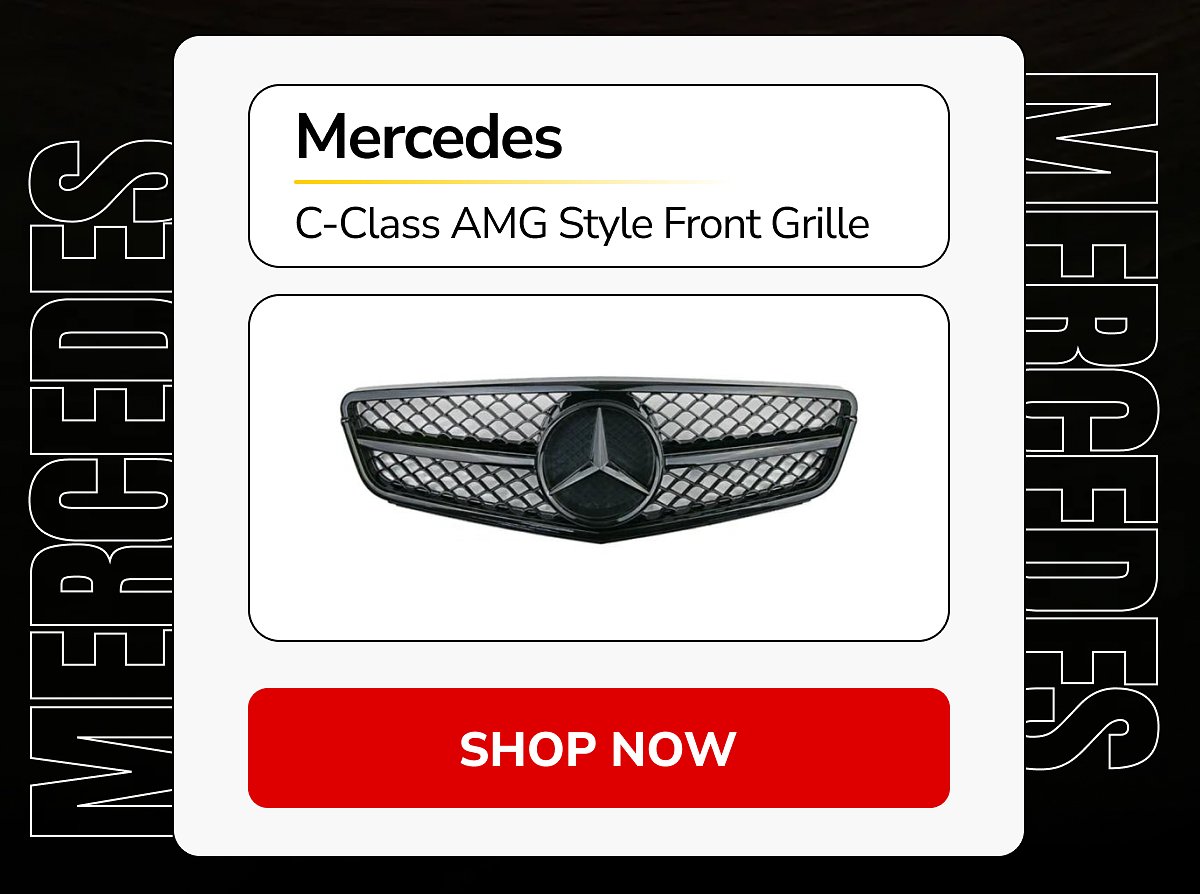 Mercedes C-Class AMG style front grille design.