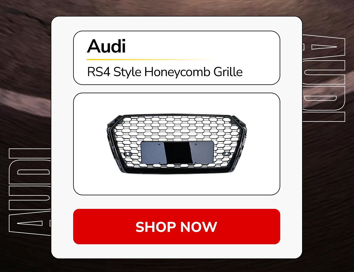 Audi RS4 style honeycomb grille with a black and silver design.