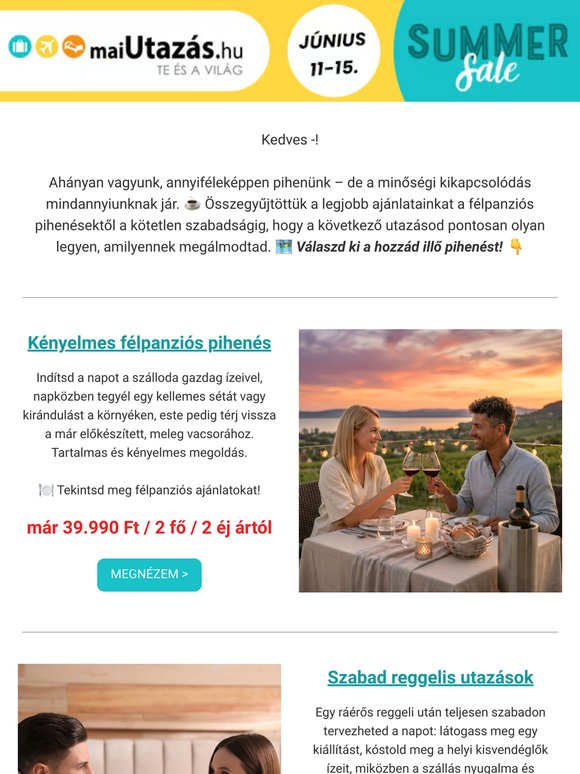 A svédasztaltól az önellátásig! 🍽️ Szuper pihenések már 17.990 Ft-tól! 😍