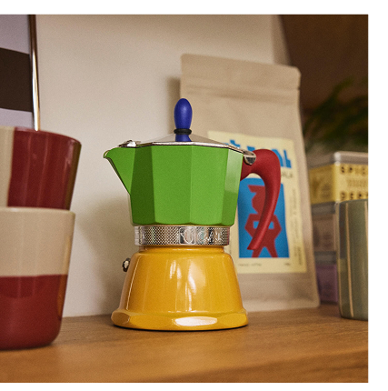 Italian Moka Pot Espresso Maker In Green And Yellow