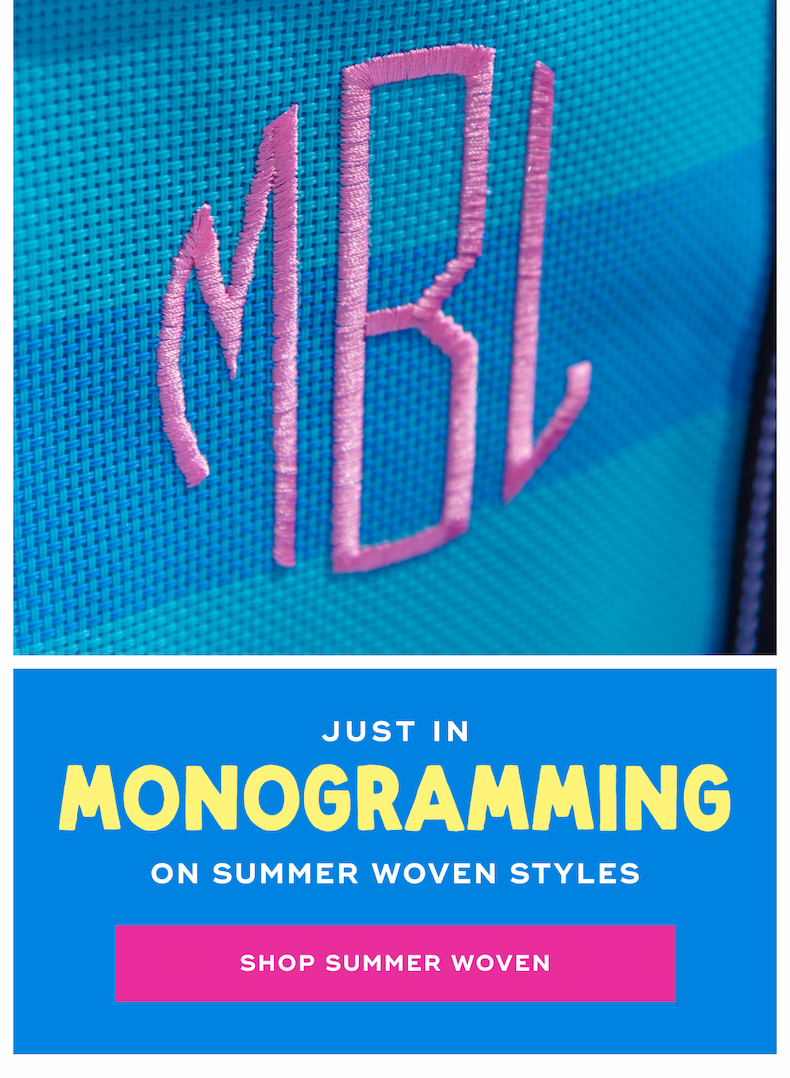 Just in monogramming on summer woven styles shop summer woven