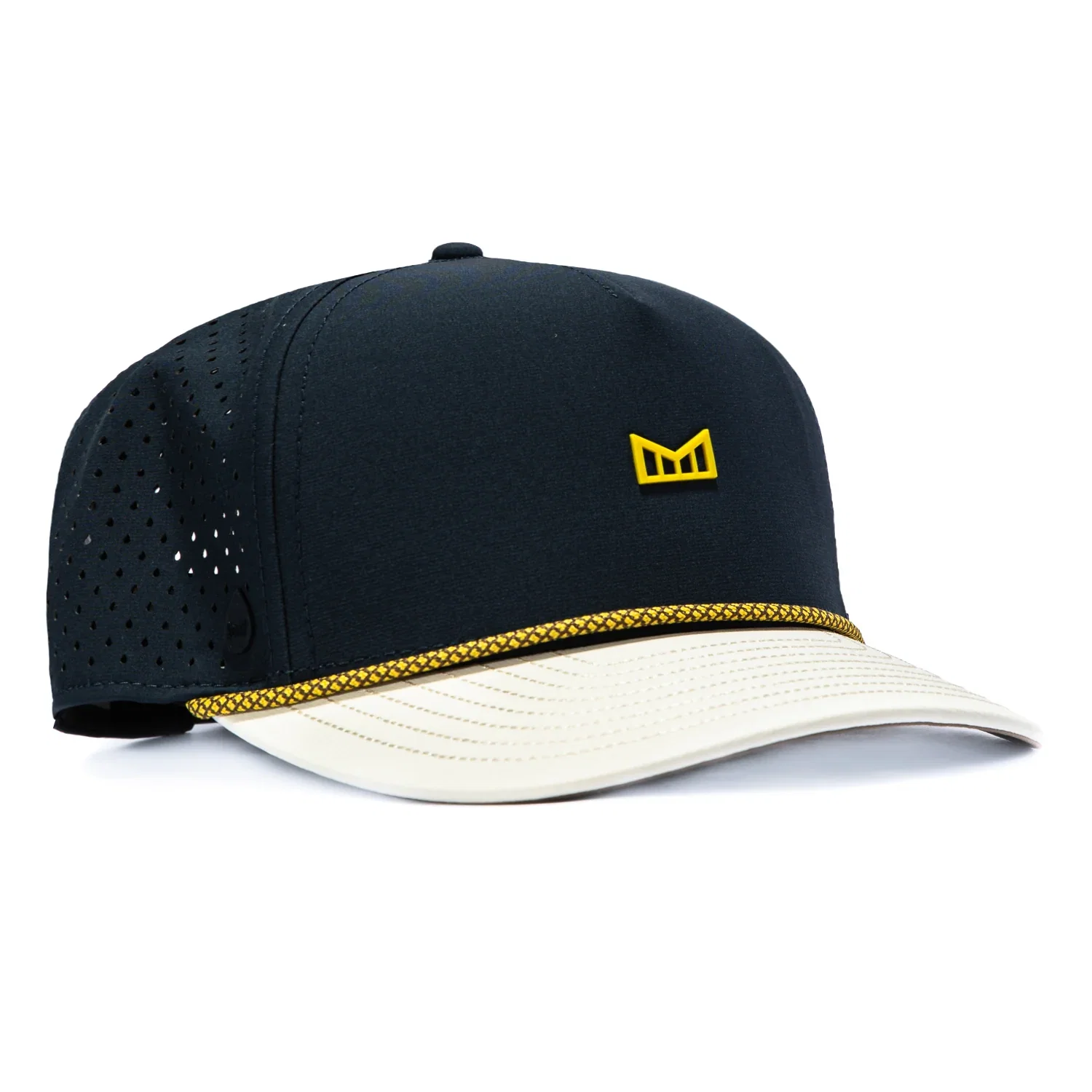 Image of Melin Odysea Hydro Yellow Jacket Icon Snapback Hat - Navy, White