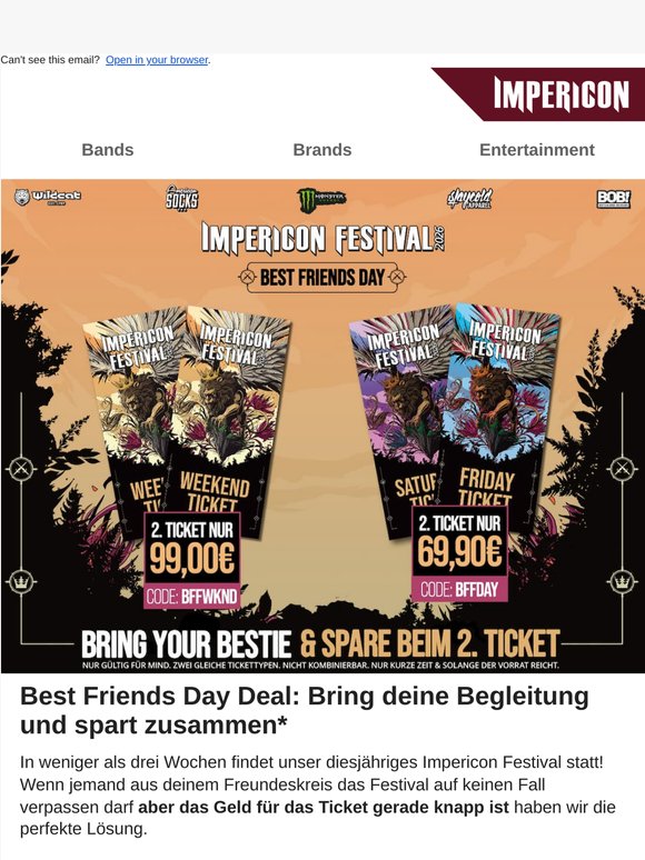 🫂 Best Friends Day Deal fürs Impericon Festival