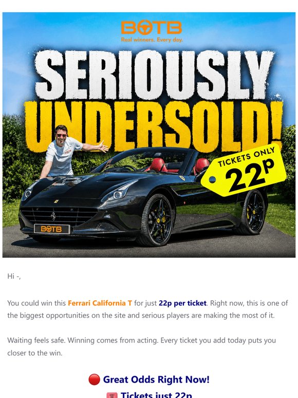 🏎️ Ferrari California T. Great odds right now!
