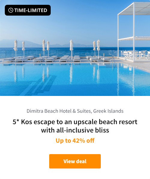 5* Kos escape to an upscale beach resort with all-inclusive bliss