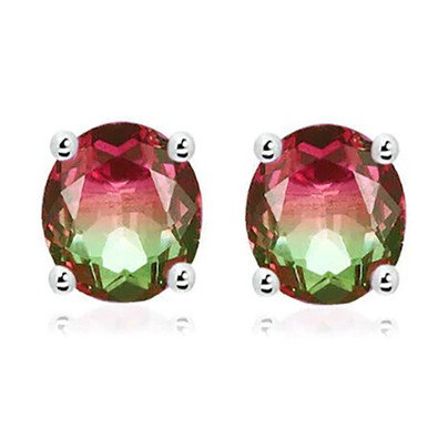 .925 Sterling Silver Watermelon Tourmaline Earrings