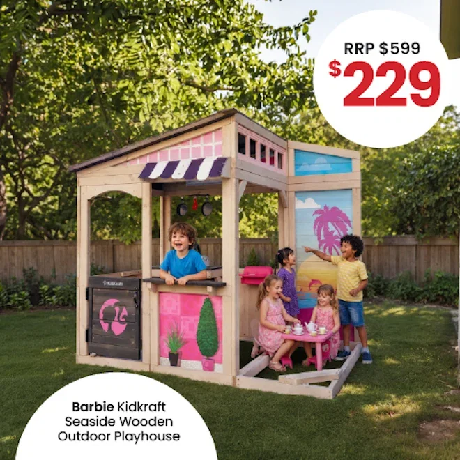 Kidkraft Barbie Seaside Wooden Outdoor Playhouse