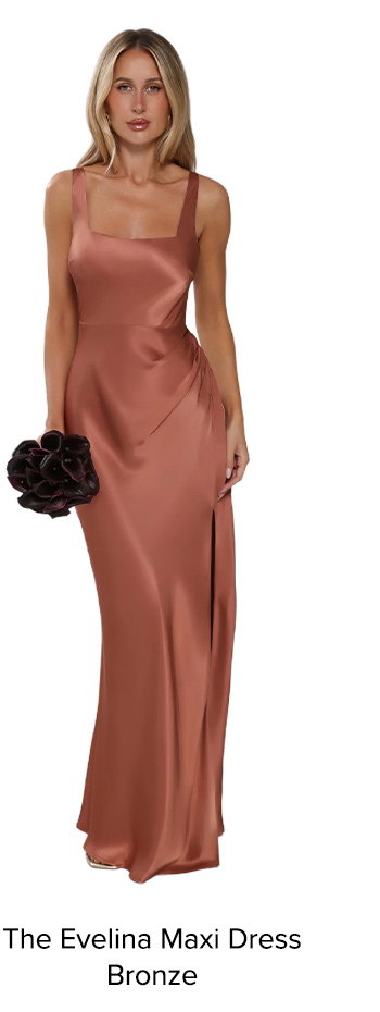 The Evelina Satin Maxi Dress Bronze